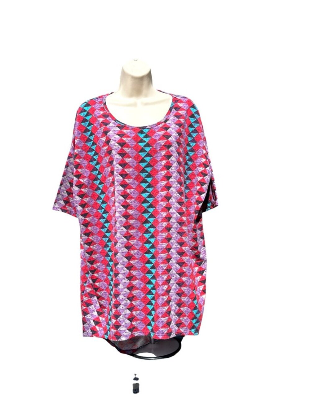 LuLaRoe XL Red Purple Turquoise Irma Geometric High Low Oversized Boho Tunic Top